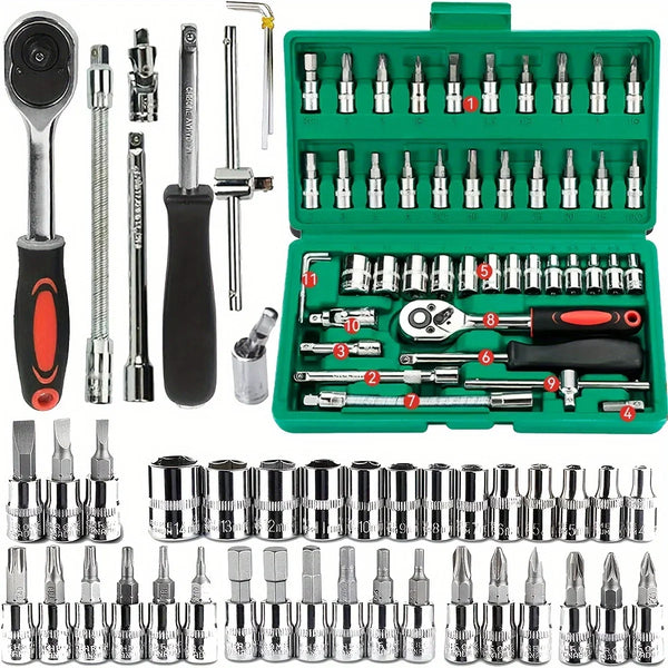 46PCS Ratchet Socket Wrench Set